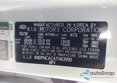 2018 Kia Sportage Ex from USA, damaged, VIN KNDPNCAC4J7463990